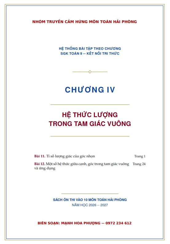 hệ thống bài tập hệ thức lượng trong tam giác vuông toán 9