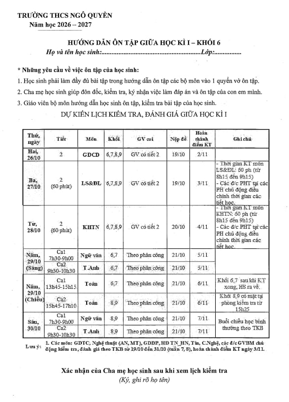 ôn tập giữa học kì 1 toán 6 năm 2026 – 2027 trường thcs ngô quyền – hà nội