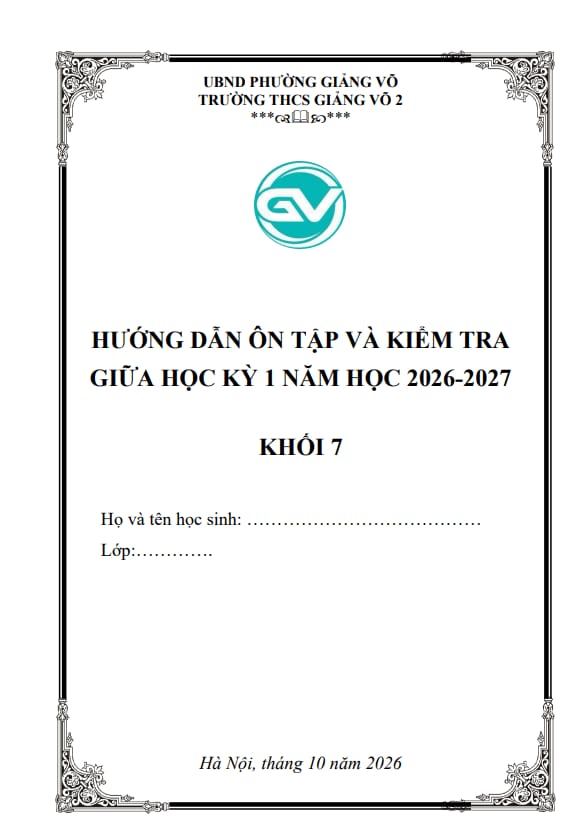 ôn tập giữa học kỳ 1 toán 7 năm 2026 – 2027 trường thcs giảng võ 2 – hà nội