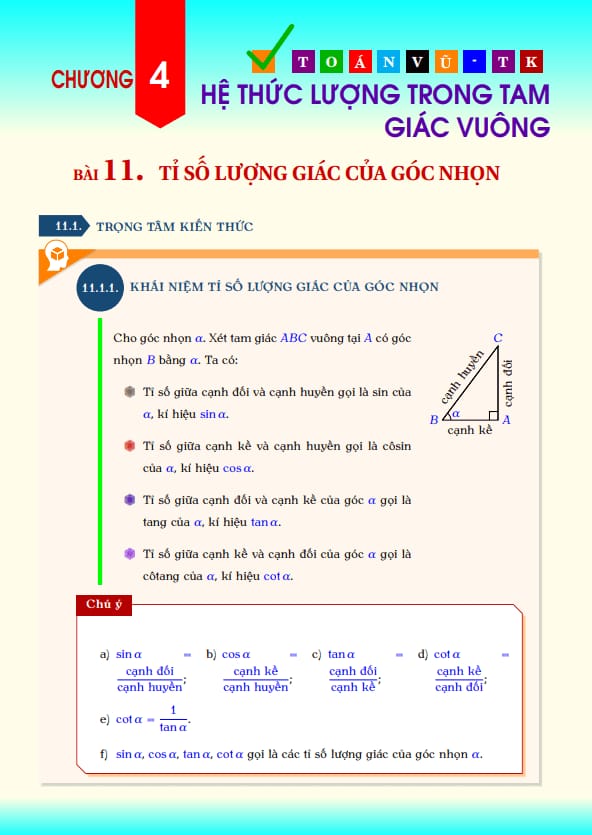 tài liệu bổ trợ học tập hệ thức lượng trong tam giác vuông môn toán 9
